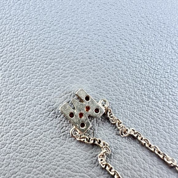 Sterling Silver M Initial Monogram Necklace Rhinestone Minimalist 925 Chain 16” - Picture 4 of 5